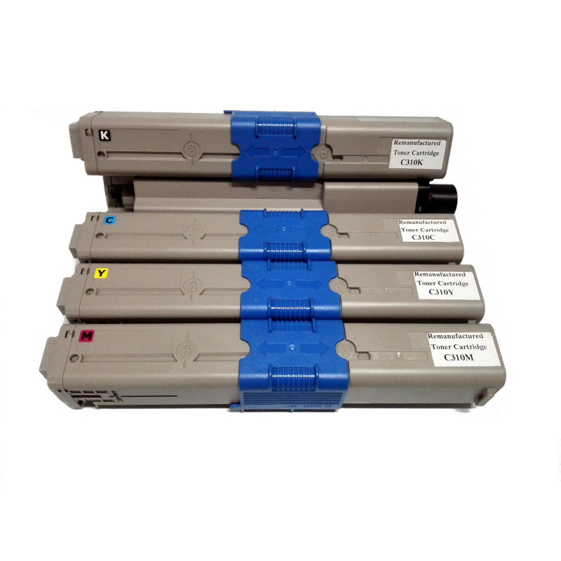 Remanufactured for OKI 44973545/ 44973546/ 44973547/ 44973548 Color Toner Cartridges